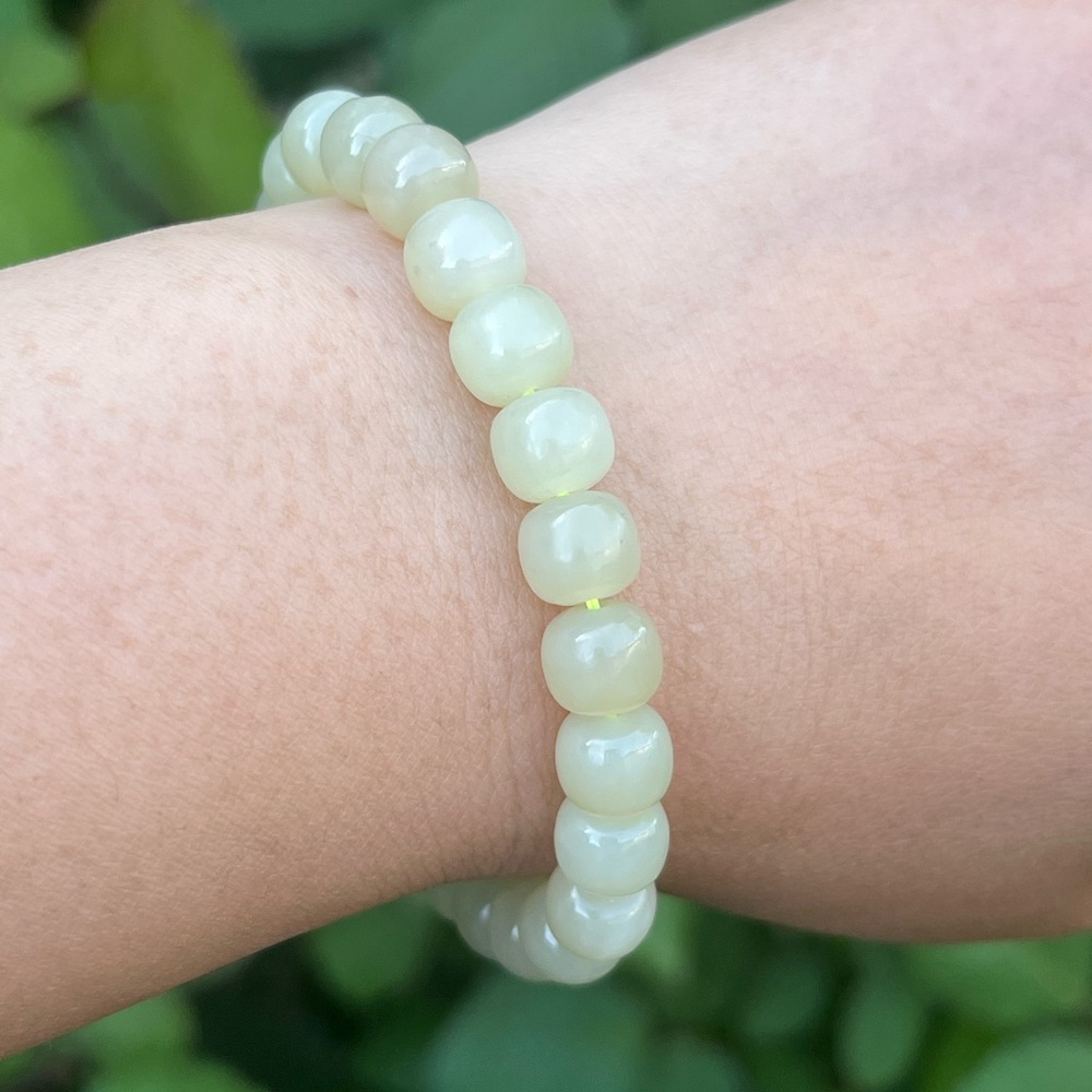 8mm strechable barrel shape jade‎ bracelet